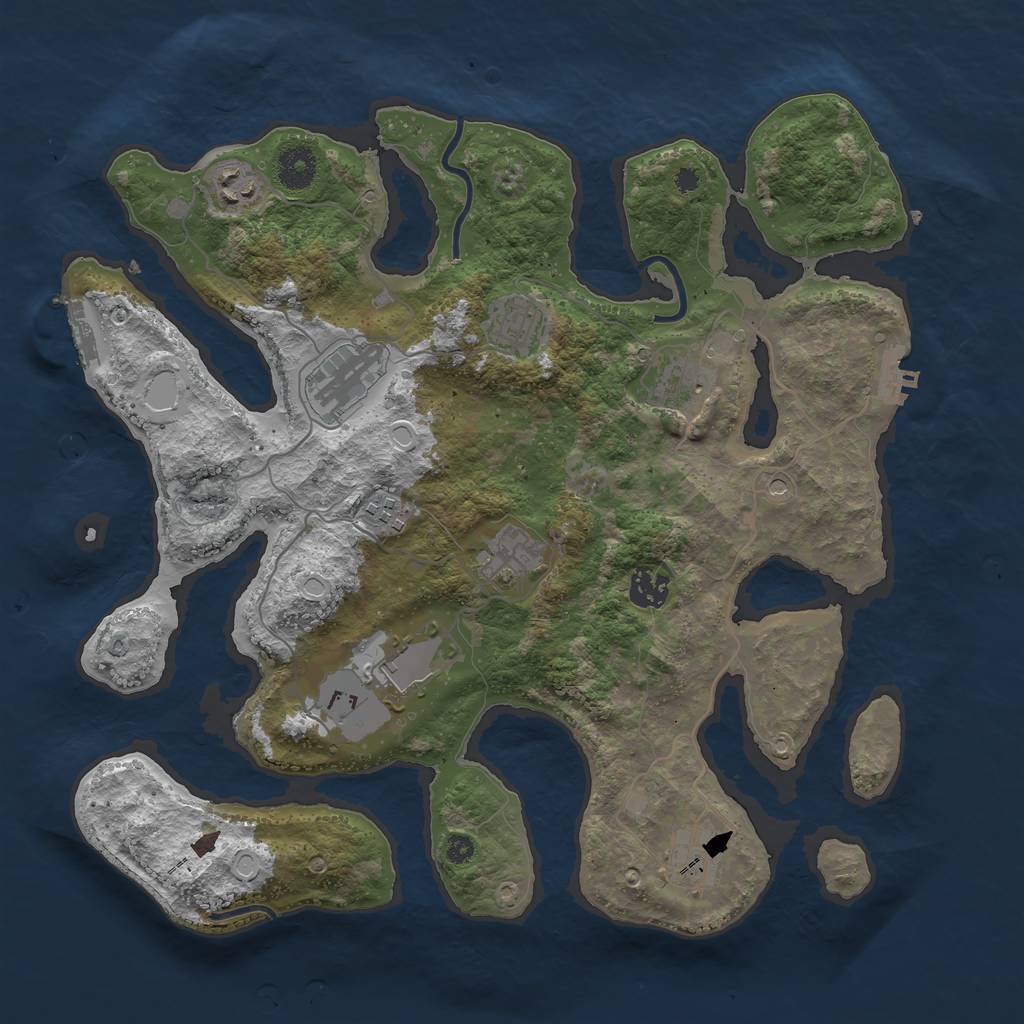 Rust Map: Procedural Map, Size: 3700, Seed: 1231244363, 17 Monuments