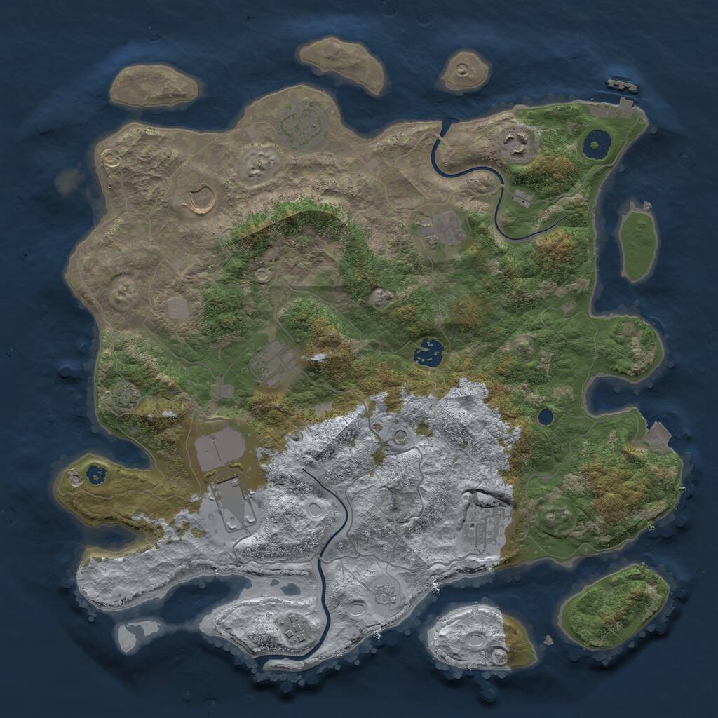 Rust Map: Procedural Map, Size: 3750, Seed: 1517855996, 14 Monuments