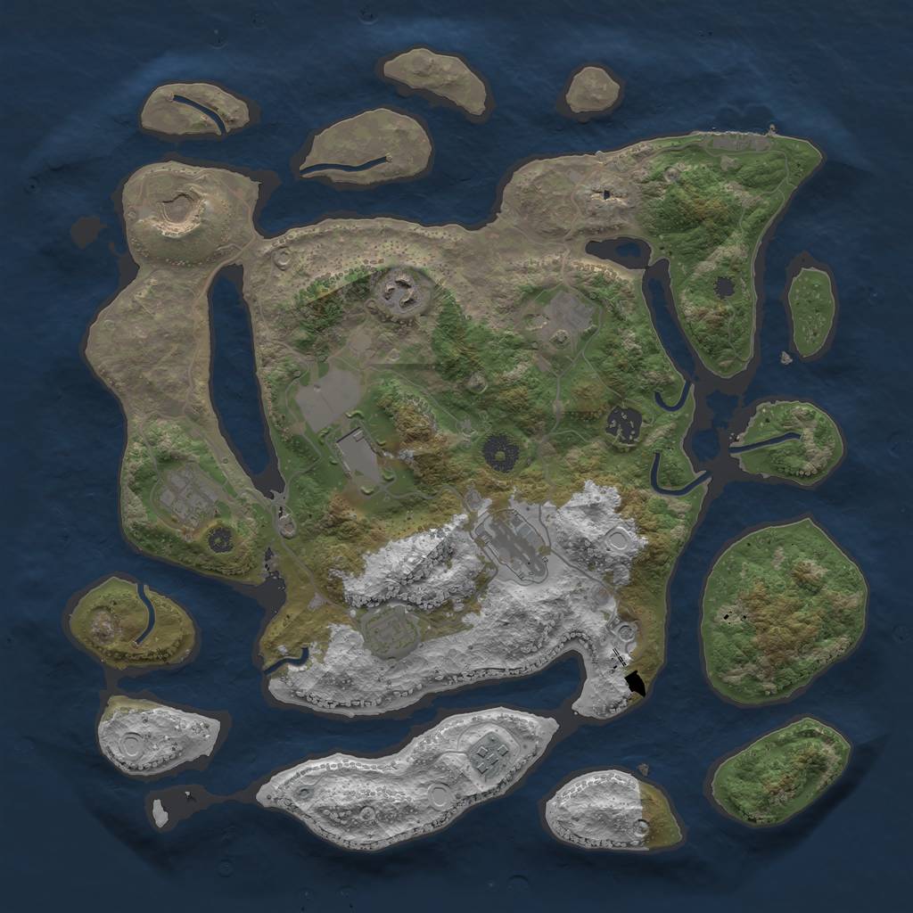 Rust Map: Procedural Map, Size: 3750, Seed: 1517855996, 16 Monuments