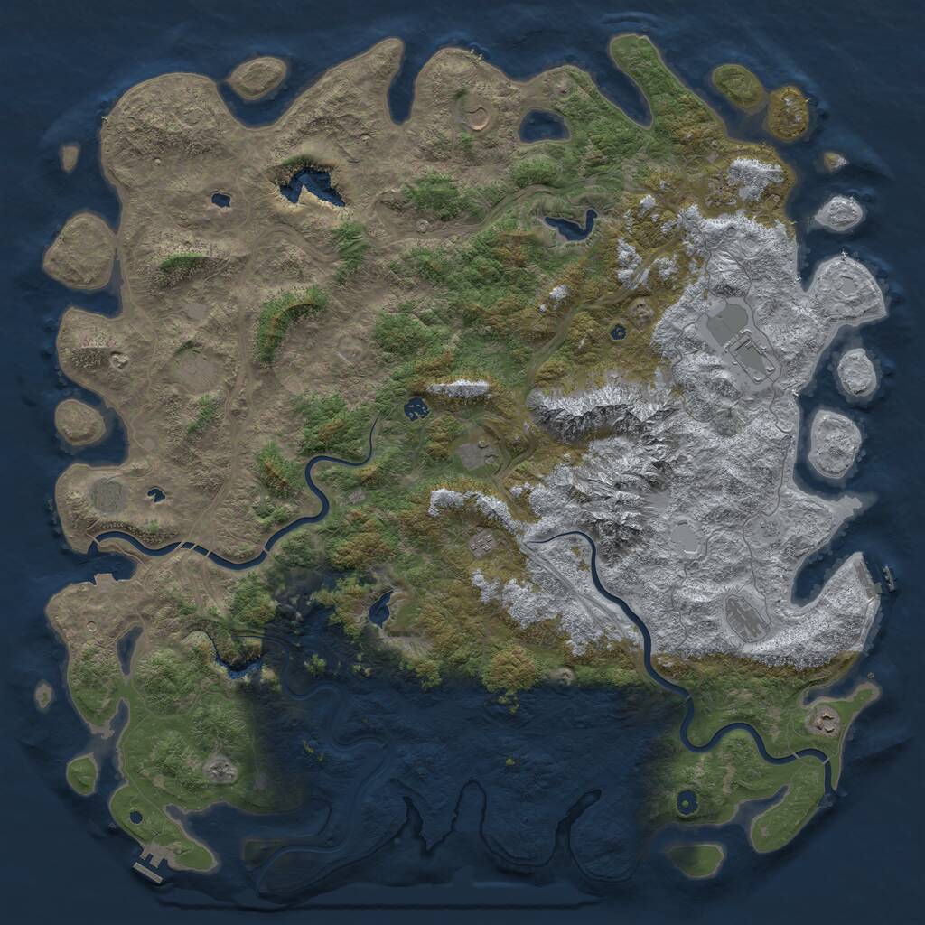 Rust Map: Procedural Map, Size: 6000, Seed: 651684841, 17 Monuments