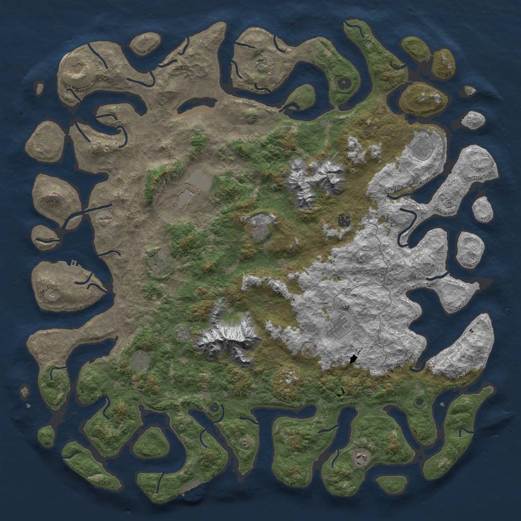 Rust Map: Procedural Map, Size: 6000, Seed: 651684841, 19 Monuments