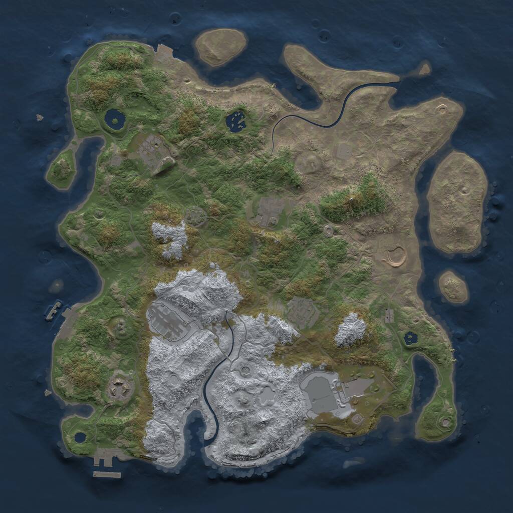 Rust Map: Procedural Map, Size: 3750, Seed: 638078273, 13 Monuments