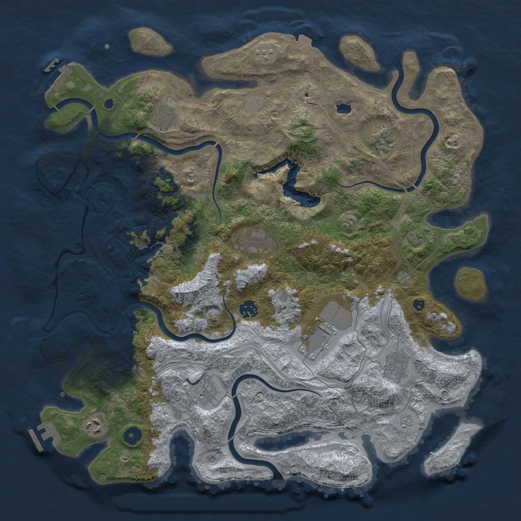 Rust Map: Procedural Map, Size: 4400, Seed: 1879421010, 15 Monuments