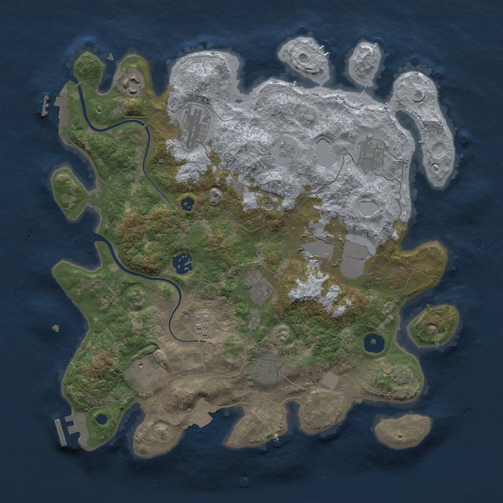 Rust Map: Procedural Map, Size: 3700, Seed: 777, 15 Monuments