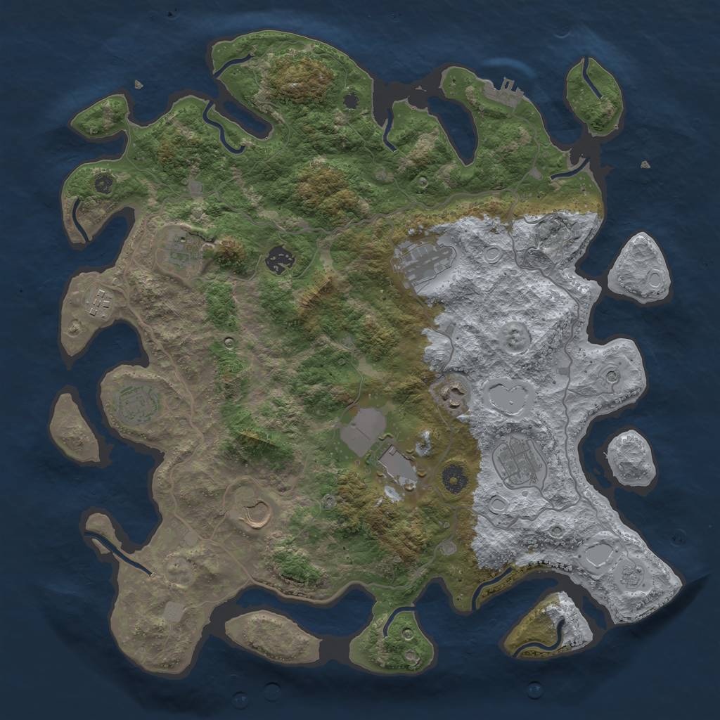 Rust Map: Procedural Map, Size: 4000, Seed: 500278730, 15 Monuments