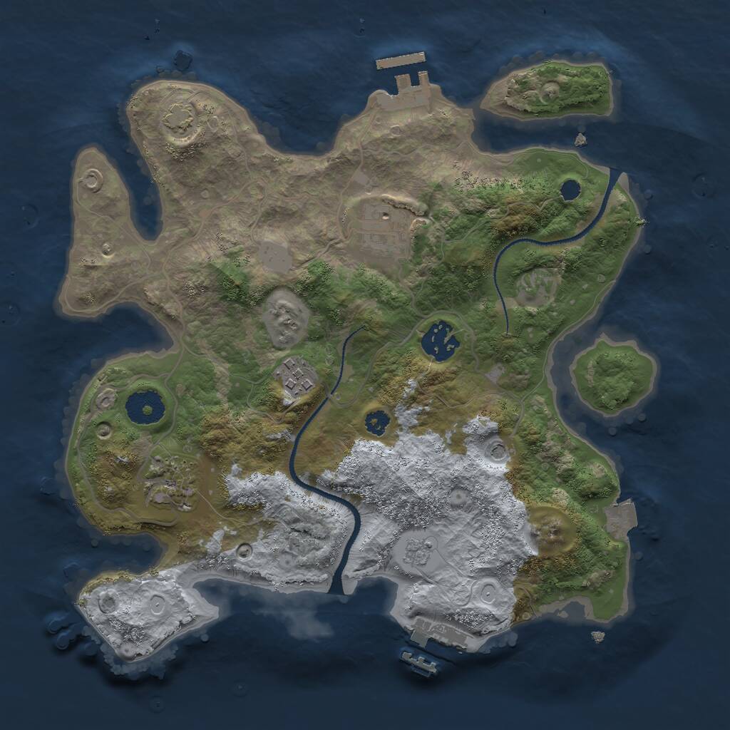 Rust Map: Procedural Map, Size: 3000, Seed: 847923645, 10 Monuments