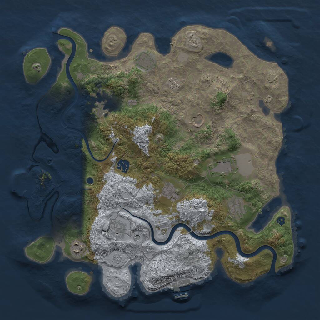 Rust Map: Procedural Map, Size: 3800, Seed: 309202114, 16 Monuments