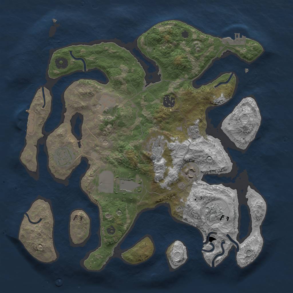 Rust Map: Procedural Map, Size: 3500, Seed: 53830, 16 Monuments