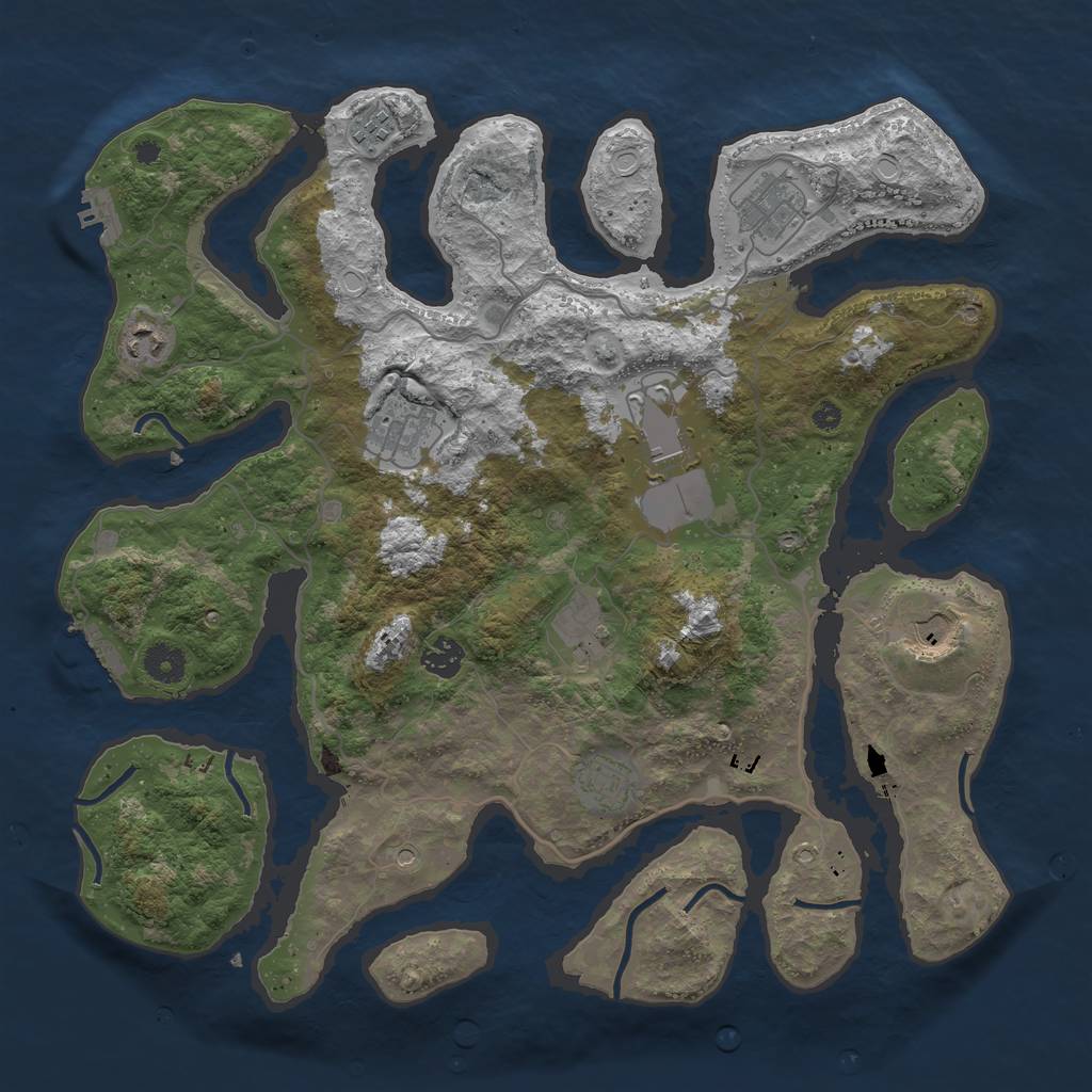 Rust Map: Procedural Map, Size: 4000, Seed: 1285367, 17 Monuments