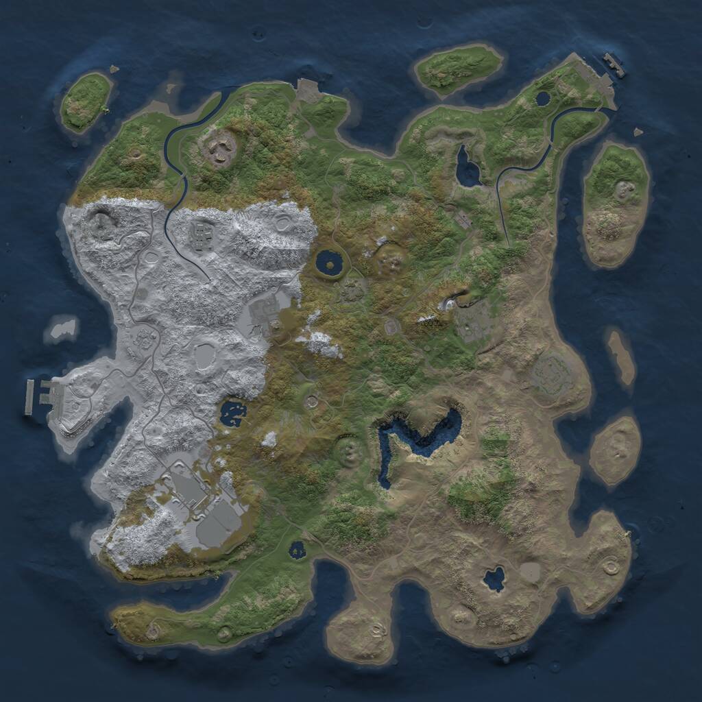 Rust Map: Procedural Map, Size: 4000, Seed: 879701, 13 Monuments
