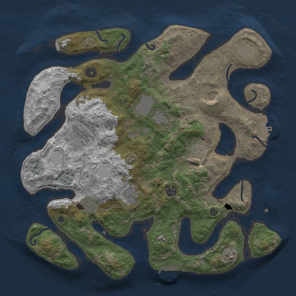 Rust Map: Procedural Map, Size: 3950, Seed: 2092047614, 19 Monuments