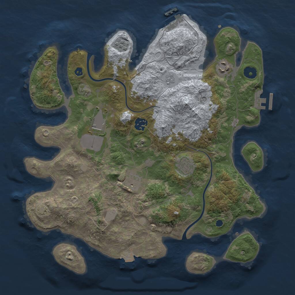 Rust Map: Procedural Map, Size: 3500, Seed: 346686146, 12 Monuments
