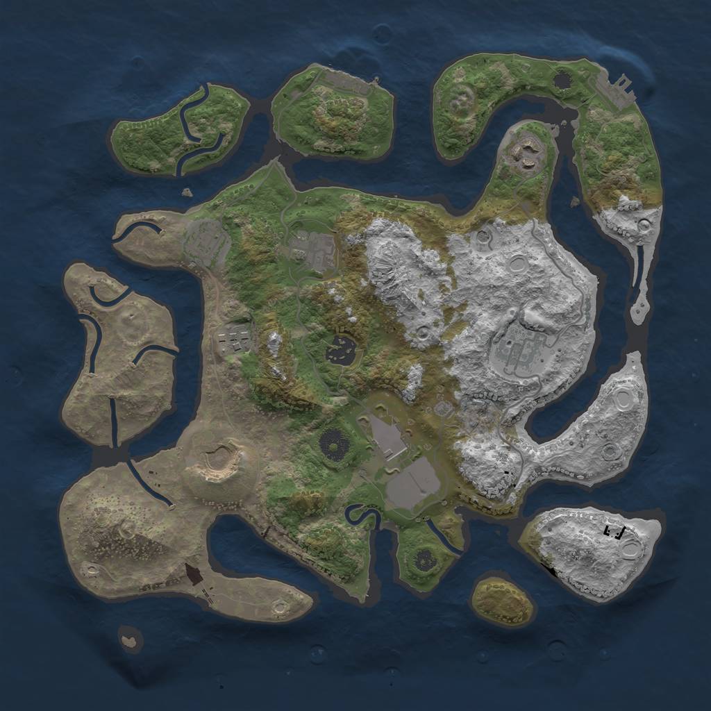 Rust Map: Procedural Map, Size: 3500, Seed: 2674118, 16 Monuments