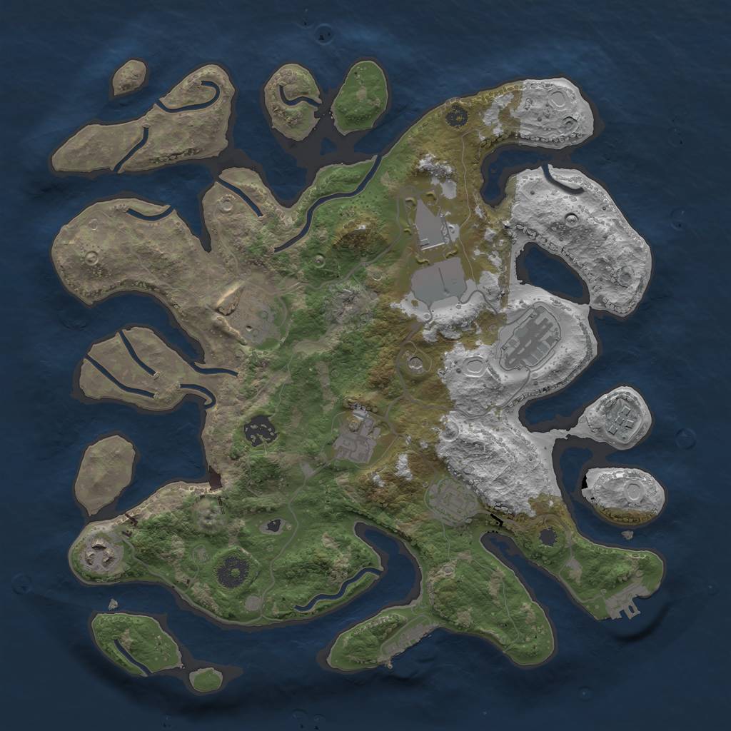 Rust Map: Procedural Map, Size: 3500, Seed: 1000809, 16 Monuments