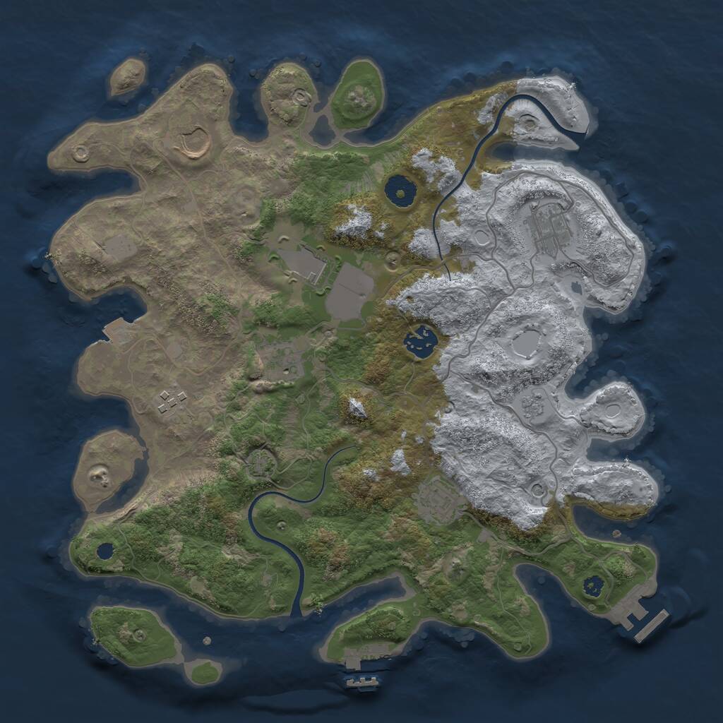 Rust Map: Procedural Map, Size: 3500, Seed: 1000809, 13 Monuments