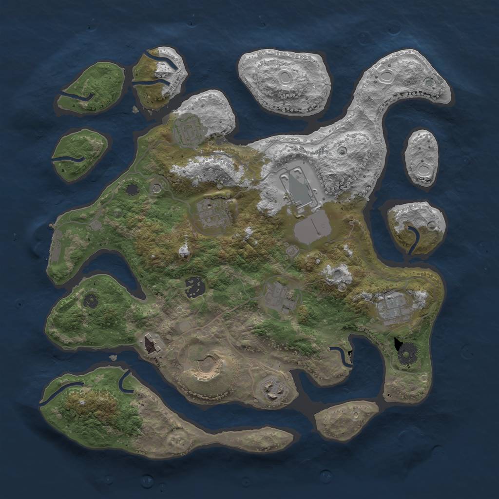 Rust Map: Procedural Map, Size: 3500, Seed: 410917390, 16 Monuments