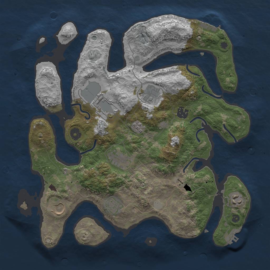 Rust Map: Procedural Map, Size: 3500, Seed: 33236456, 16 Monuments