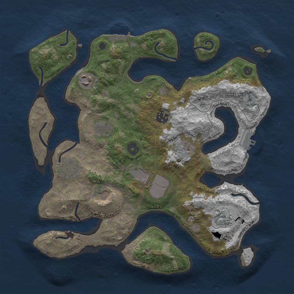 Rust Map: Procedural Map, Size: 3500, Seed: 122143, 16 Monuments