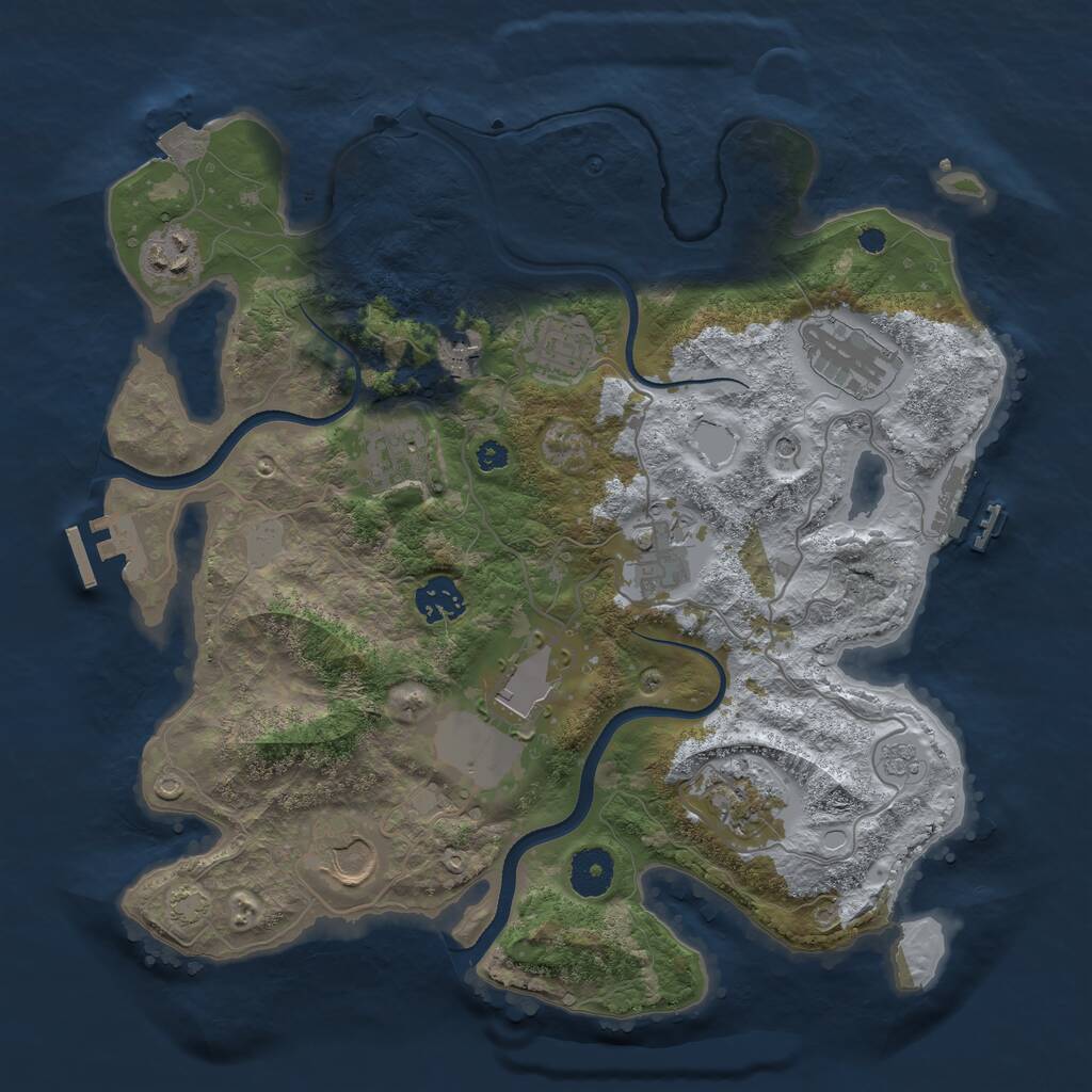 Rust Map: Procedural Map, Size: 3500, Seed: 122143, 16 Monuments