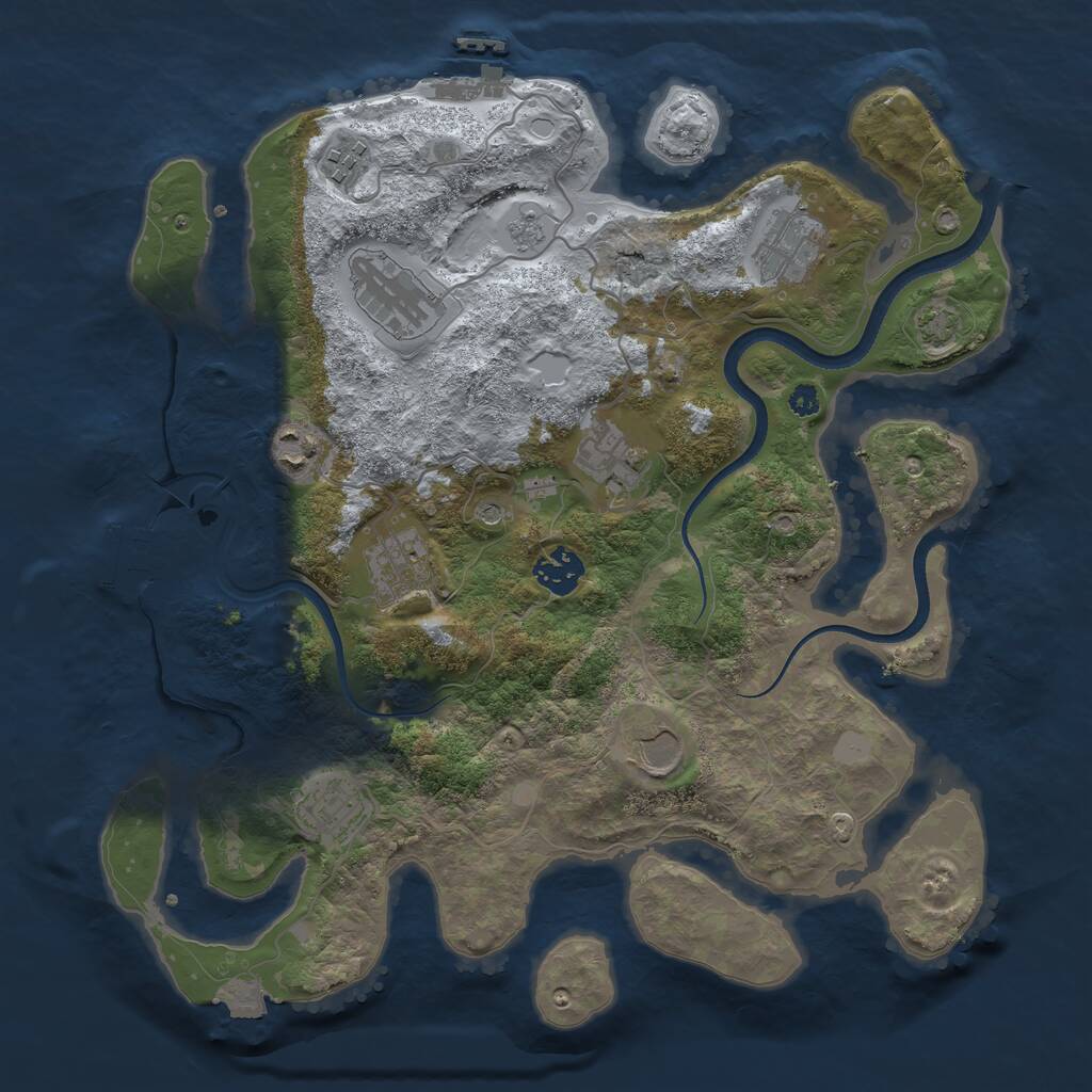 Rust Map: Procedural Map, Size: 3500, Seed: 4121247, 15 Monuments