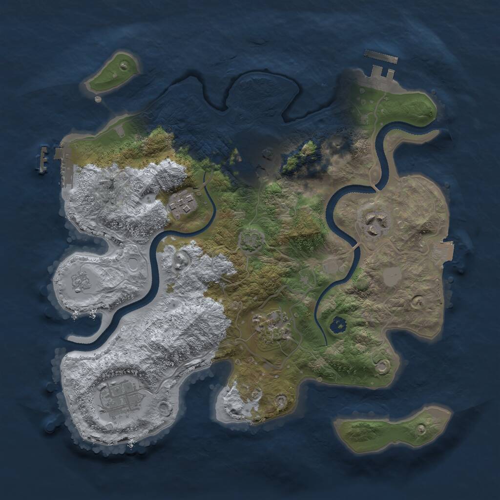 Rust Map: Procedural Map, Size: 3000, Seed: 1624966, 10 Monuments