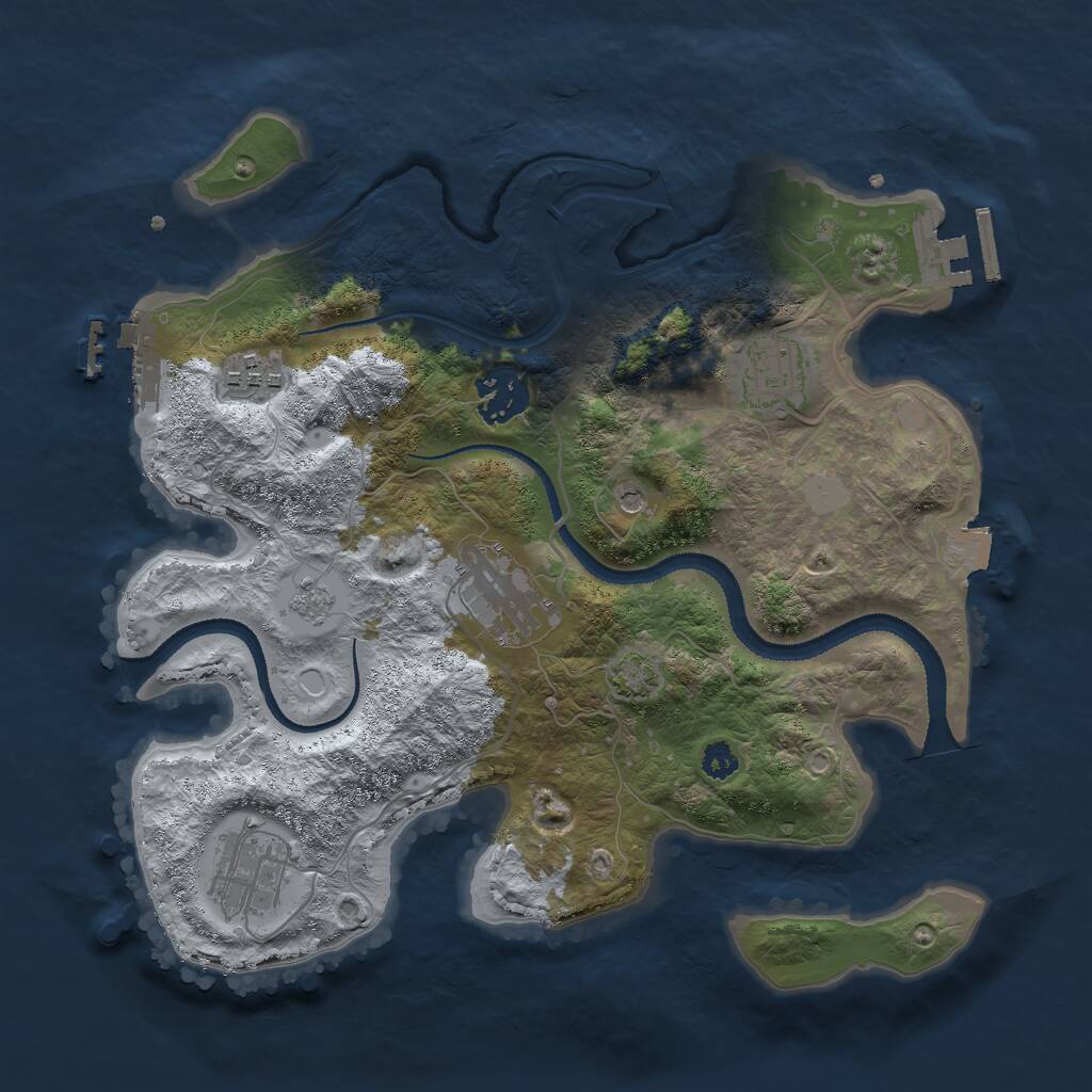 Rust Map: Procedural Map, Size: 3000, Seed: 1624966, 11 Monuments