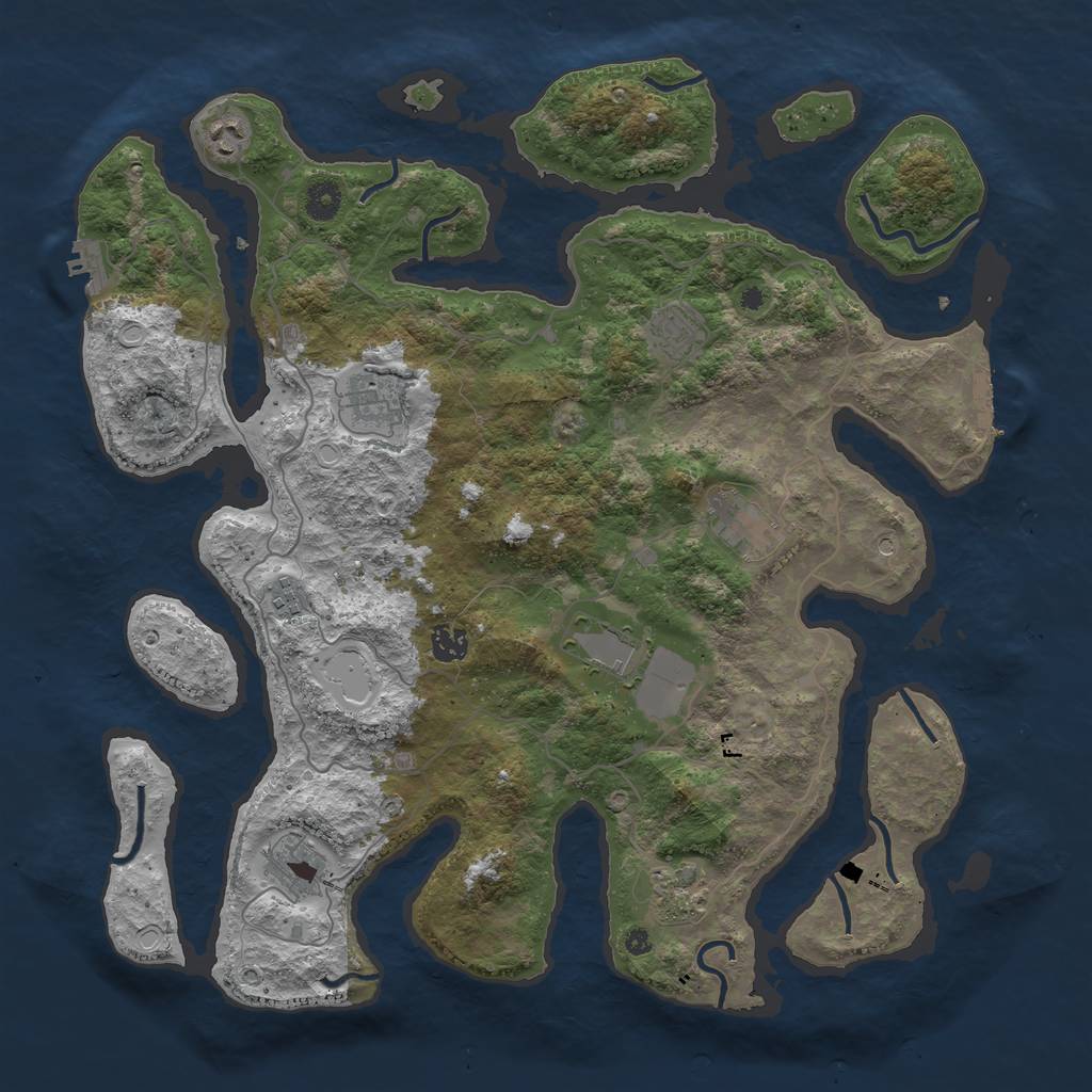 Rust Map: Procedural Map, Size: 4250, Seed: 92468065, 17 Monuments