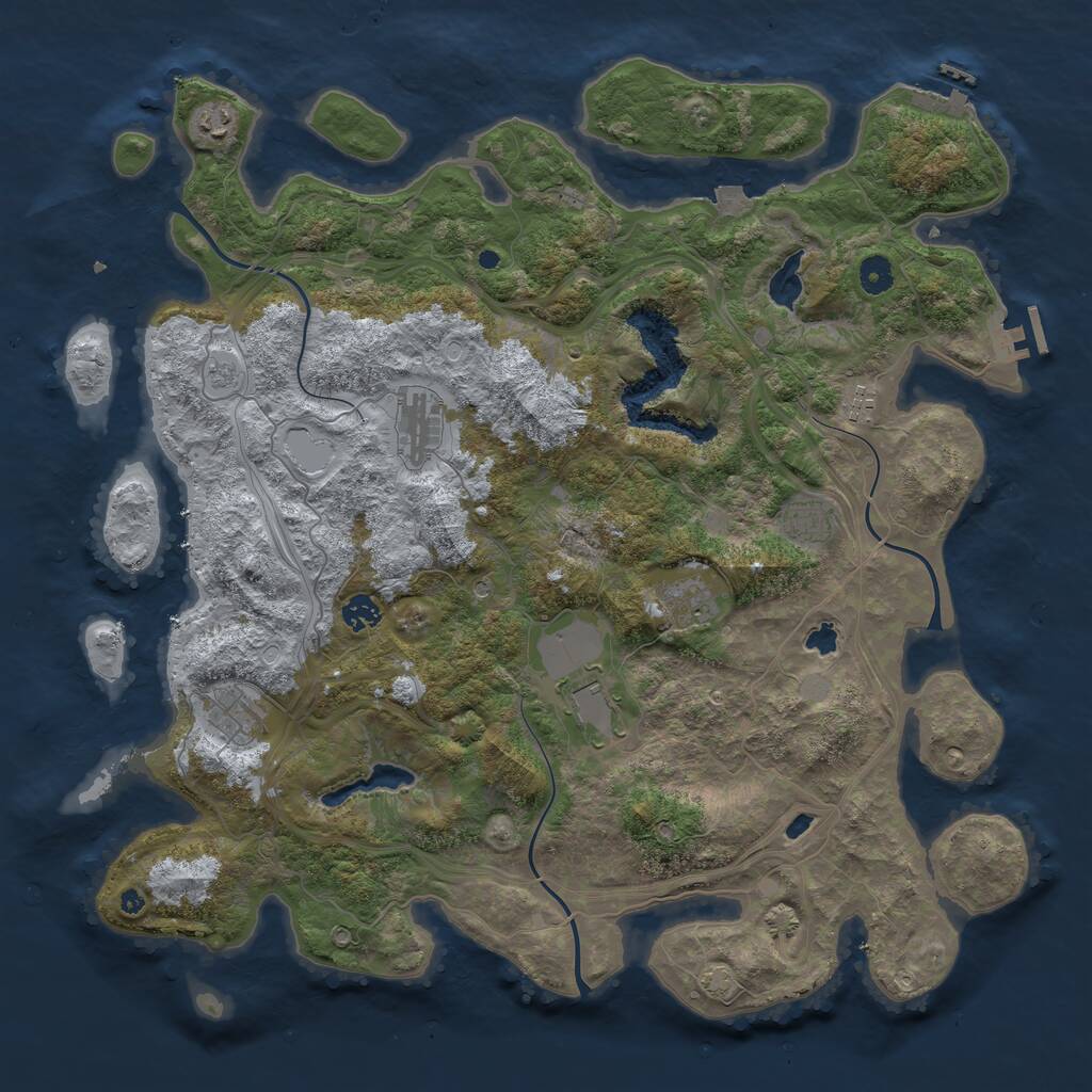 Rust Map: Procedural Map, Size: 4500, Seed: 747810695, 14 Monuments