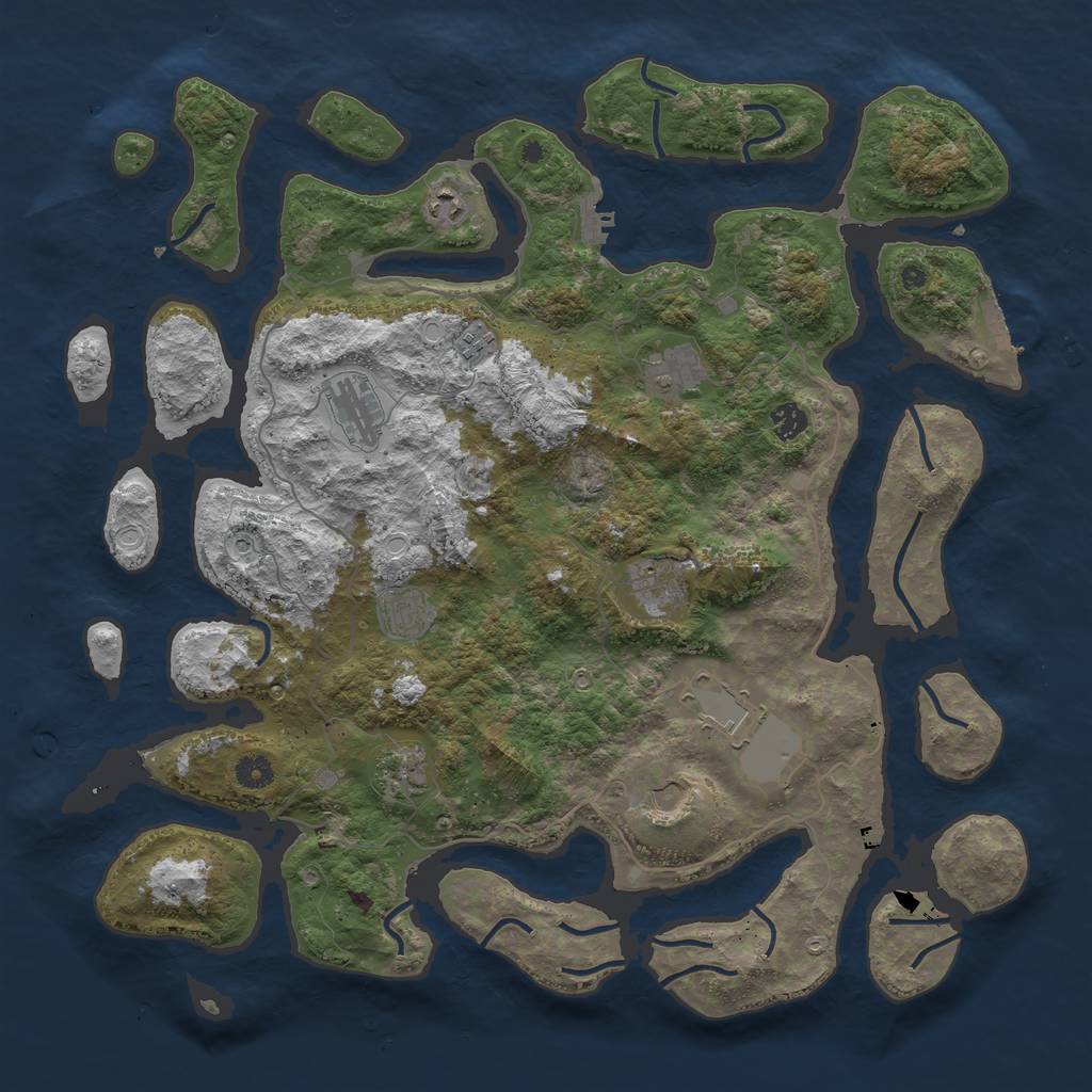 Rust Map: Procedural Map, Size: 4500, Seed: 747810695, 18 Monuments