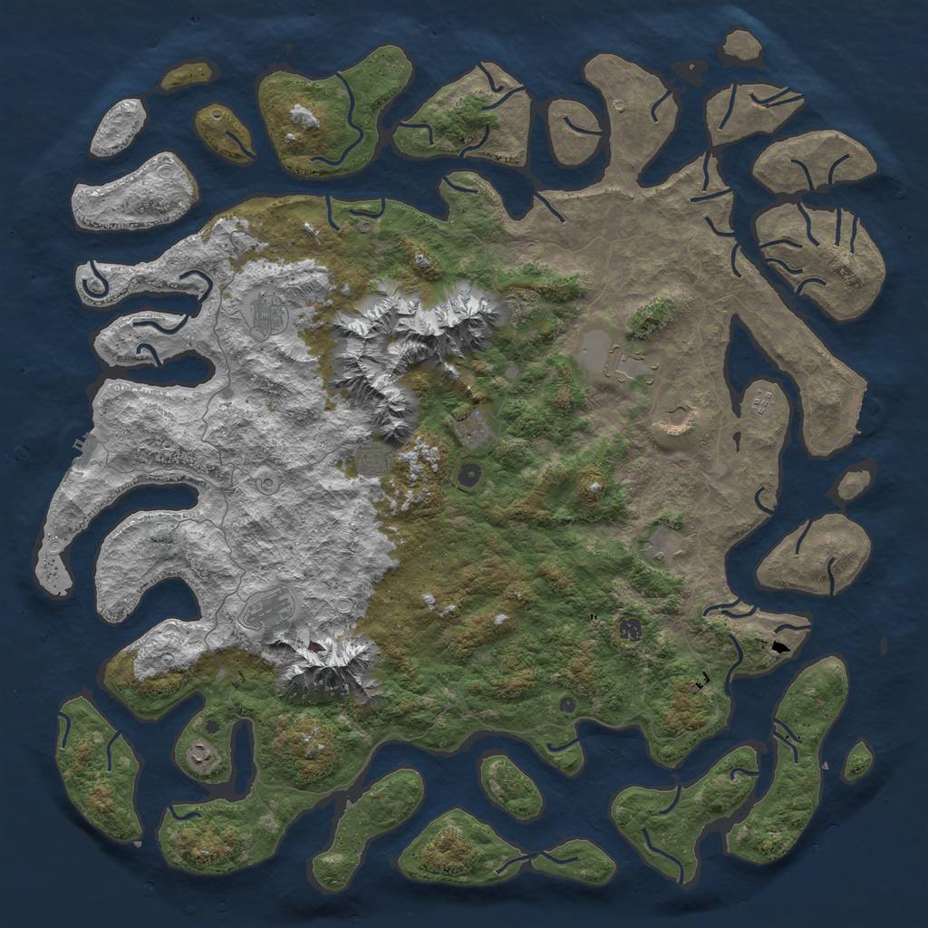 Rust Map: Procedural Map, Size: 6000, Seed: 1881262843, 19 Monuments