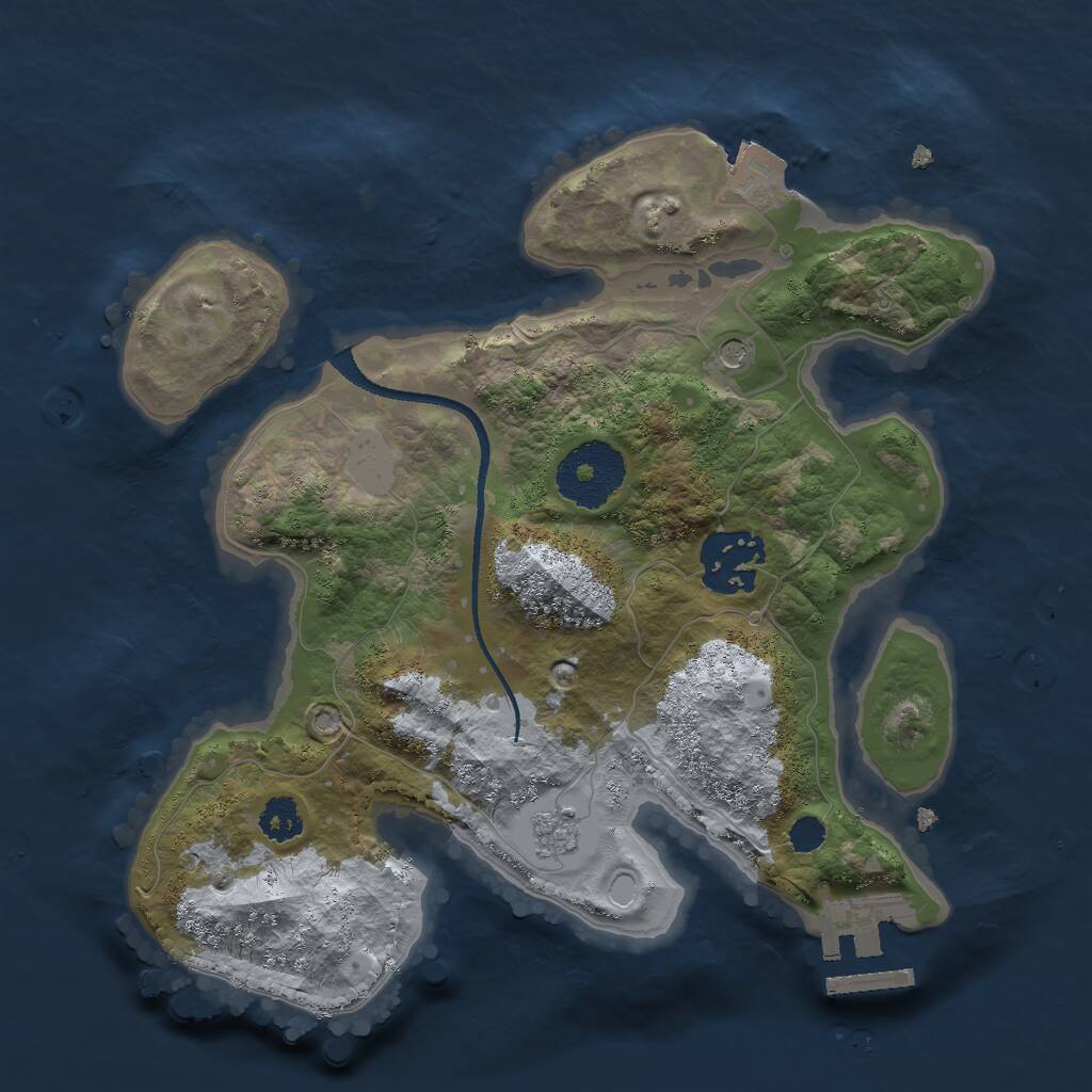 Rust Map: Procedural Map, Size: 2500, Seed: 661676, 5 Monuments