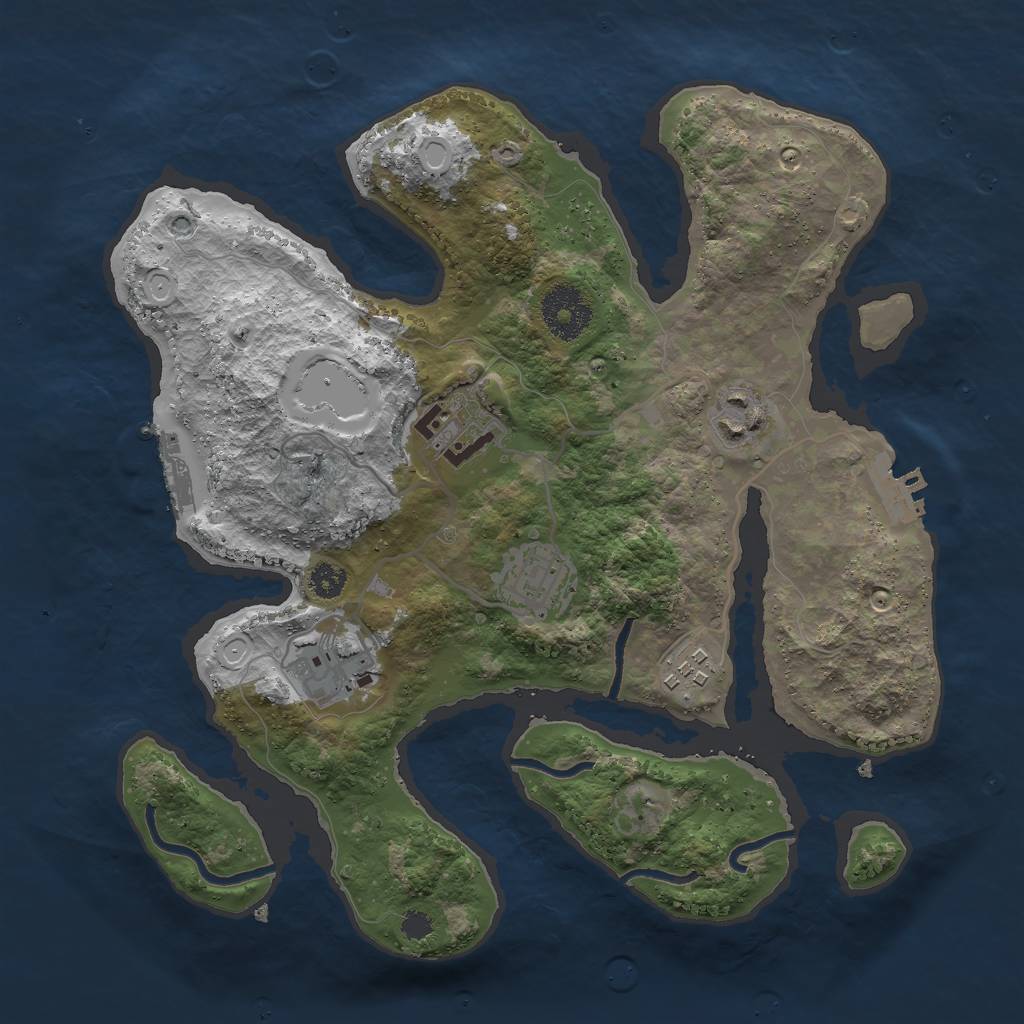 Rust Map: Procedural Map, Size: 3000, Seed: 1578, 12 Monuments