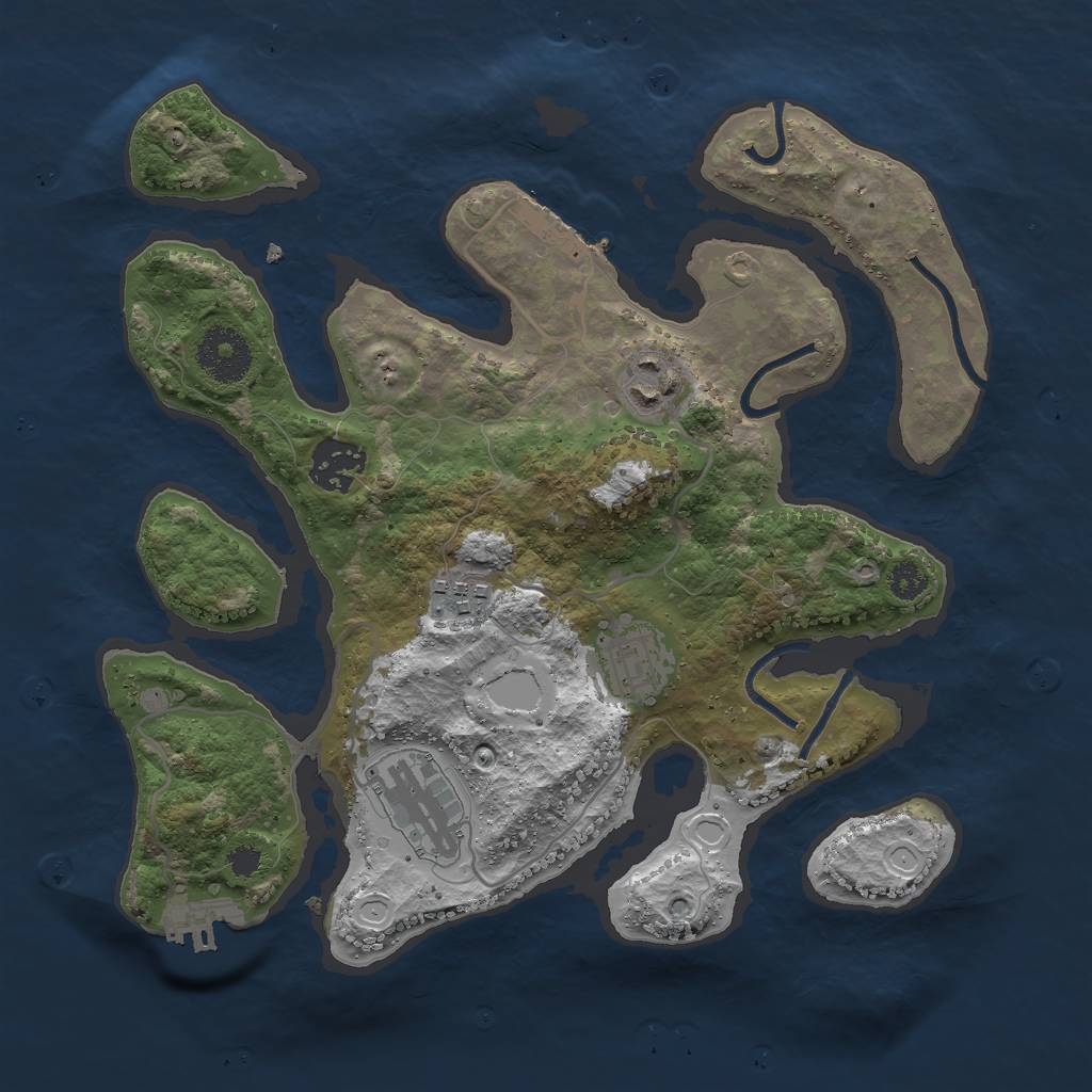 Rust Map: Procedural Map, Size: 3000, Seed: 594915516, 12 Monuments