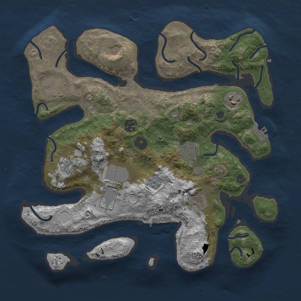 Rust Map: Procedural Map, Size: 3500, Seed: 8764, 17 Monuments