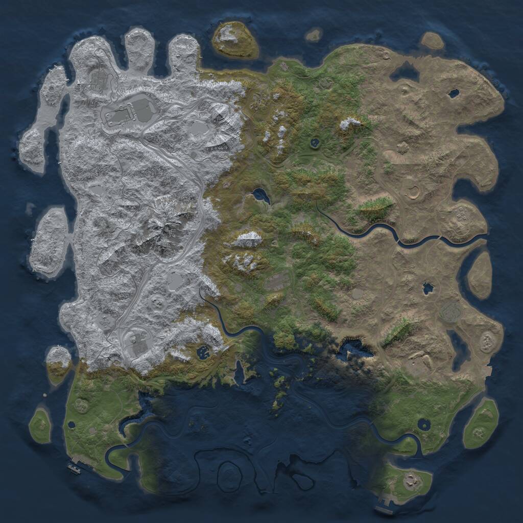 Rust Map: Procedural Map, Size: 6000, Seed: 87424765, 17 Monuments