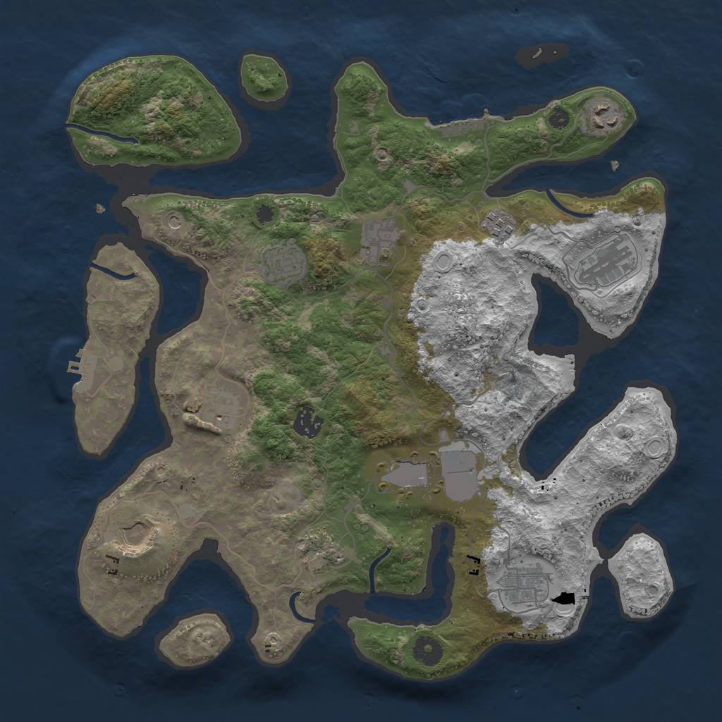 Rust Map: Procedural Map, Size: 3700, Seed: 1118665693, 19 Monuments