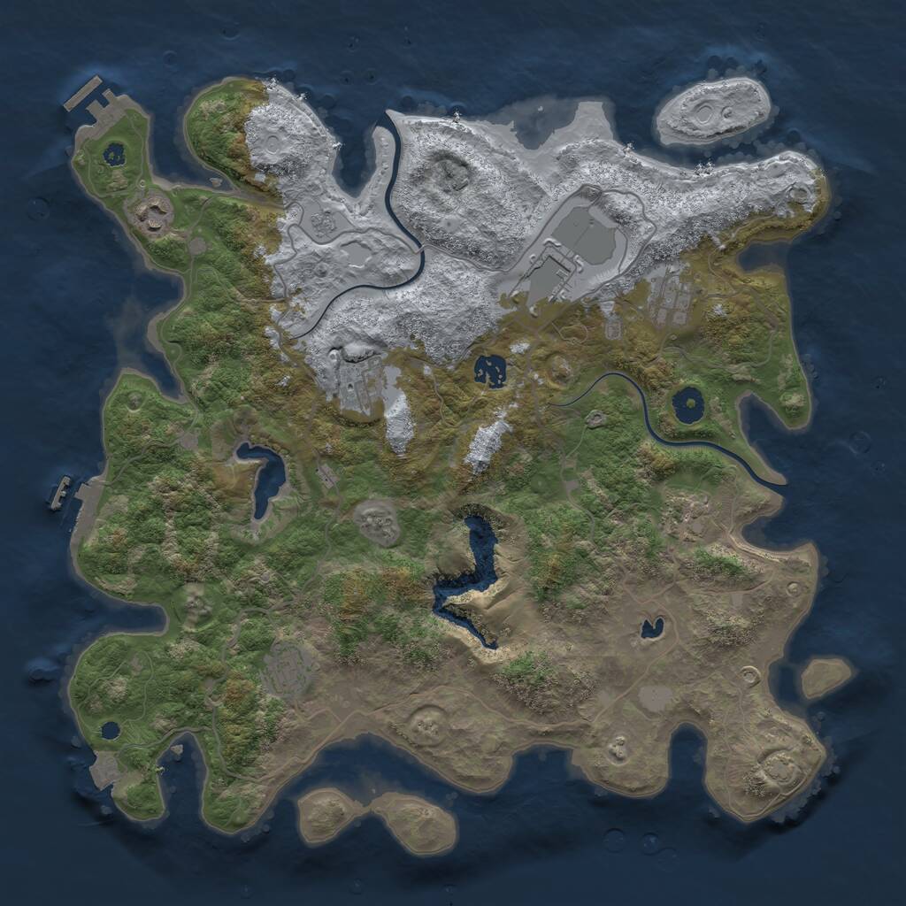 Rust Map: Procedural Map, Size: 4000, Seed: 608859473, 12 Monuments