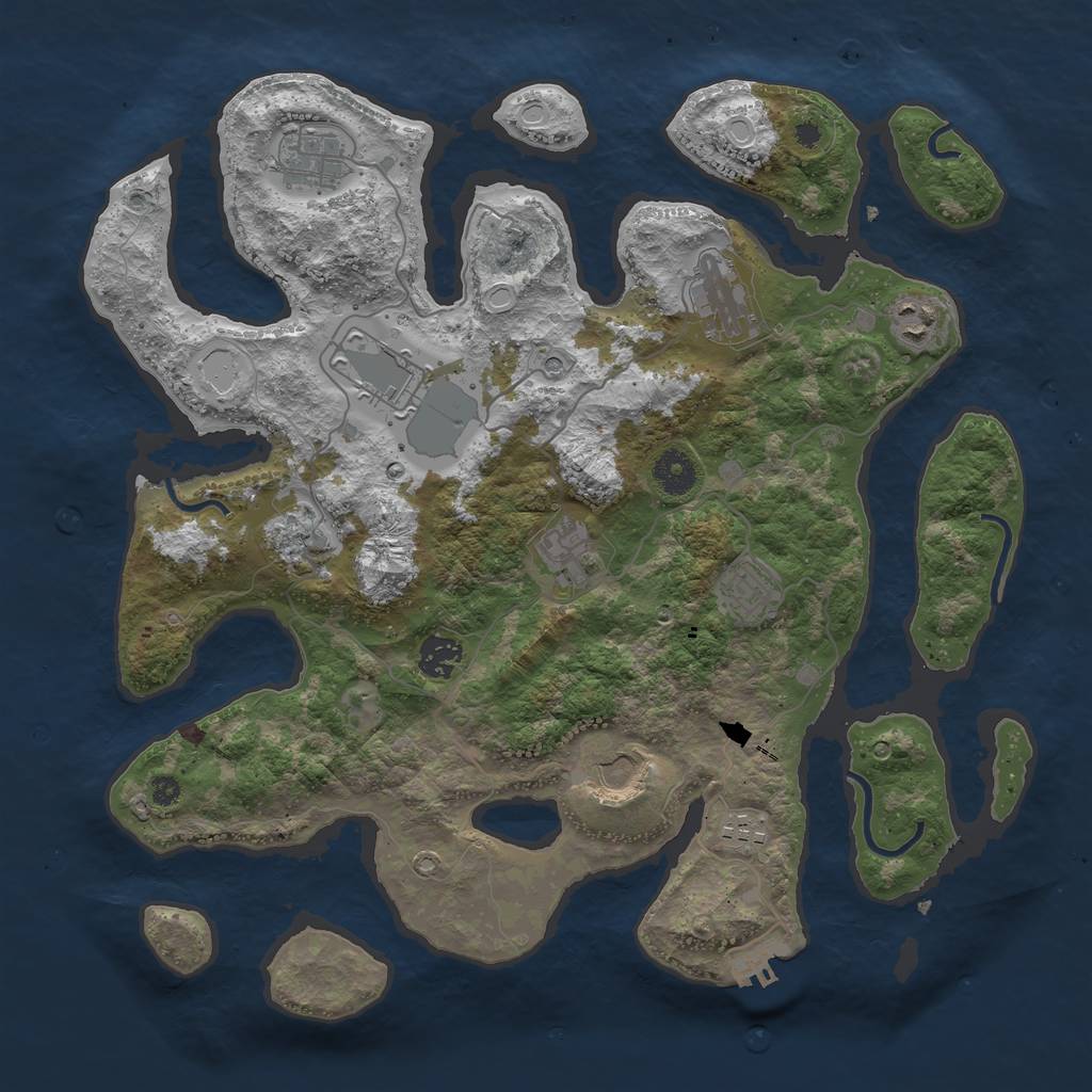 Rust Map: Procedural Map, Size: 3800, Seed: 711304615, 17 Monuments