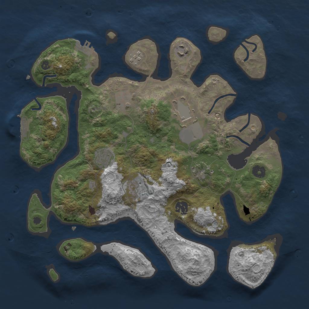 Rust Map: Procedural Map, Size: 3500, Seed: 1873435485, 16 Monuments