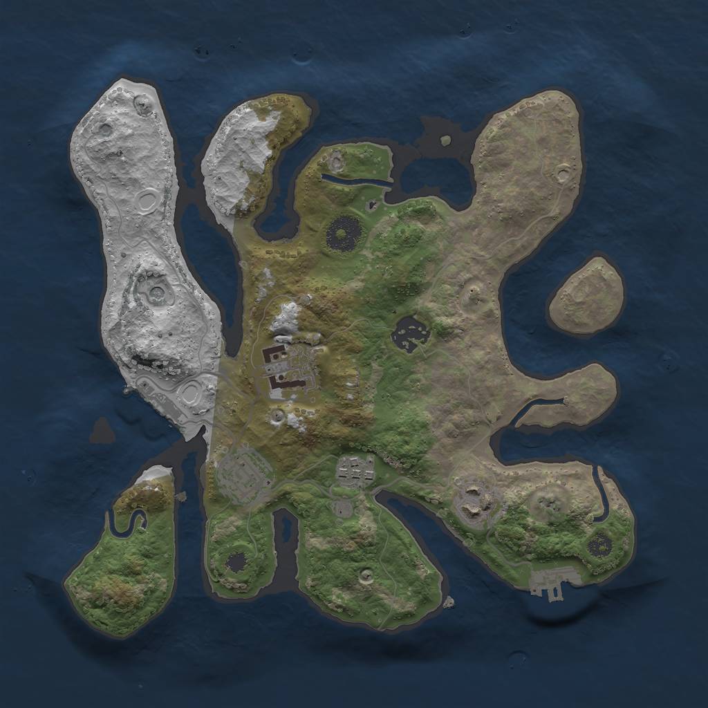 Rust Map: Procedural Map, Size: 3000, Seed: 52091, 13 Monuments