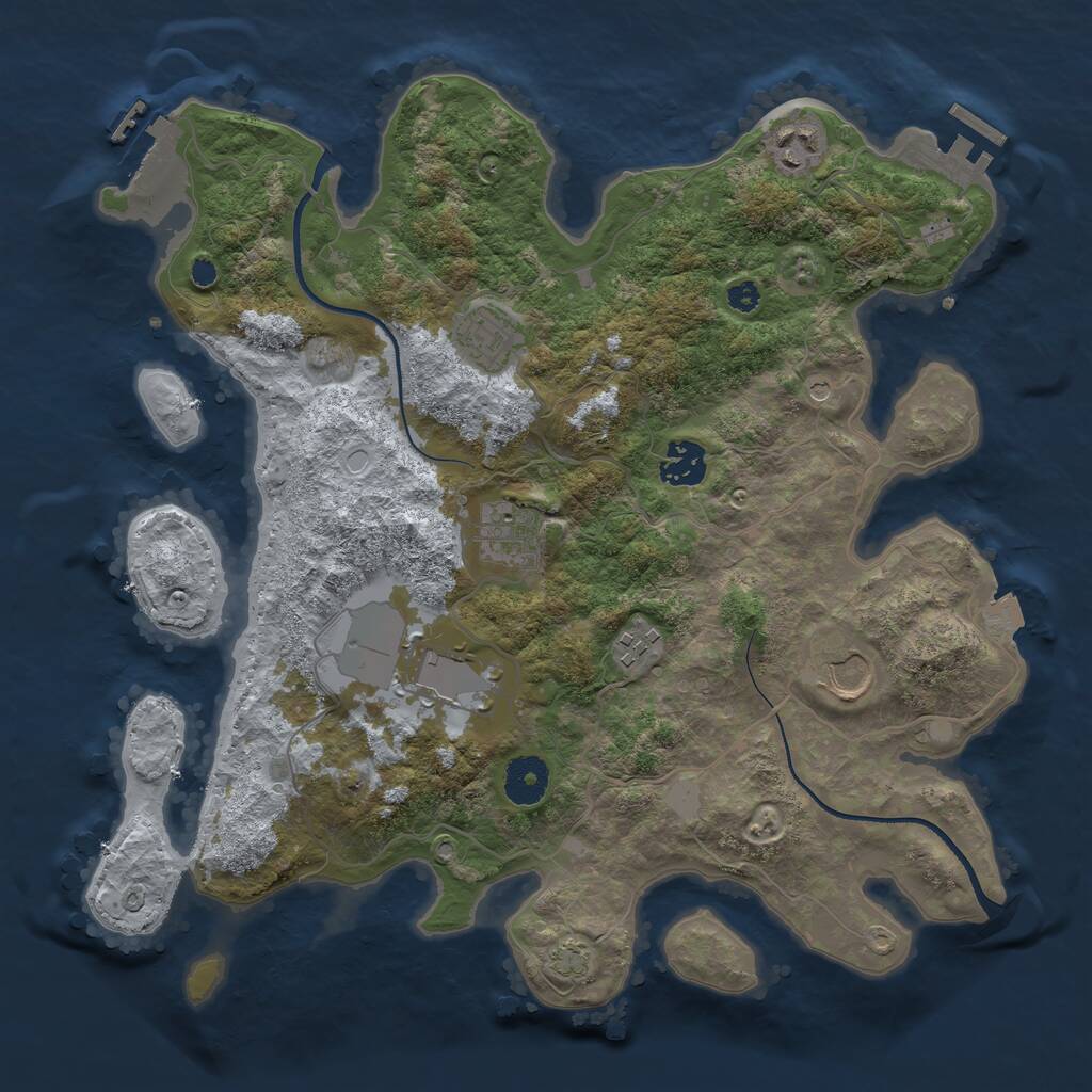 Rust Map: Procedural Map, Size: 3500, Seed: 756080309, 12 Monuments