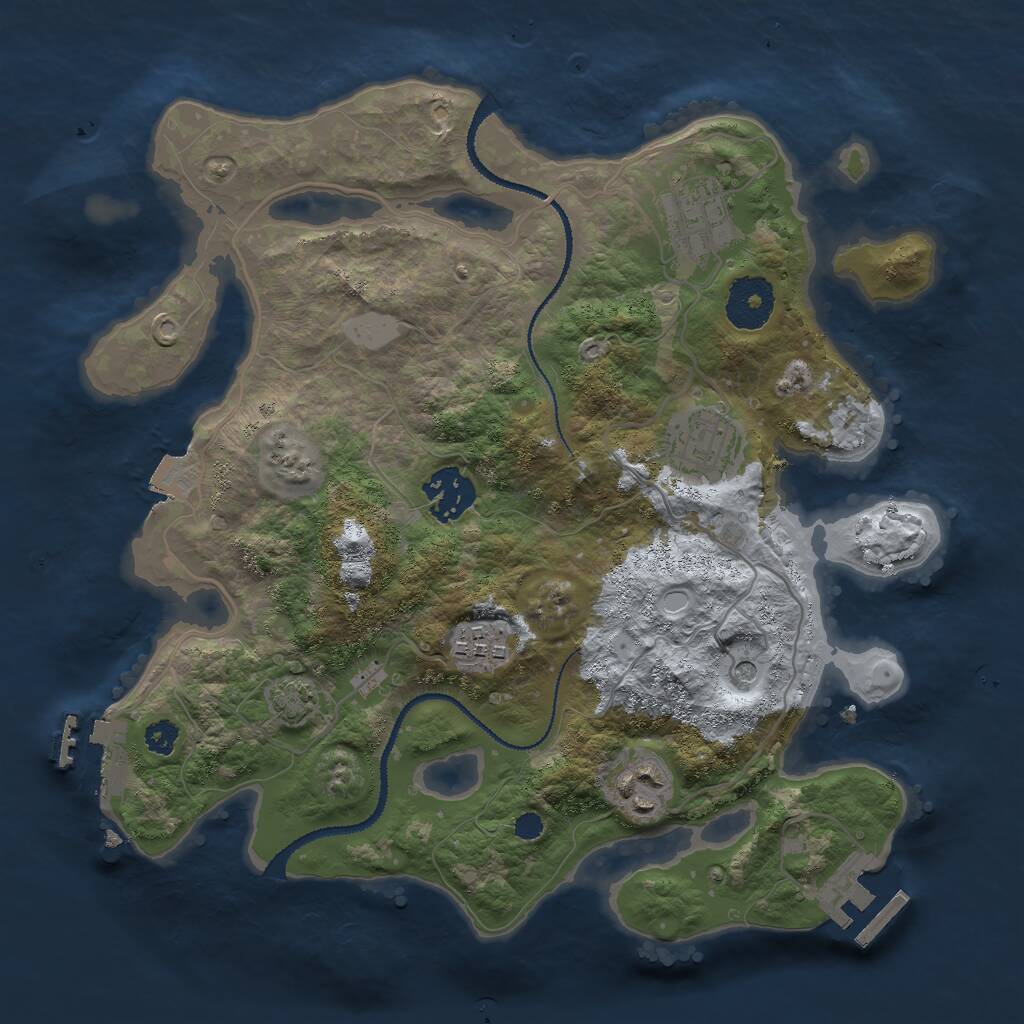 Rust Map: Procedural Map, Size: 3000, Seed: 1246556618, 10 Monuments