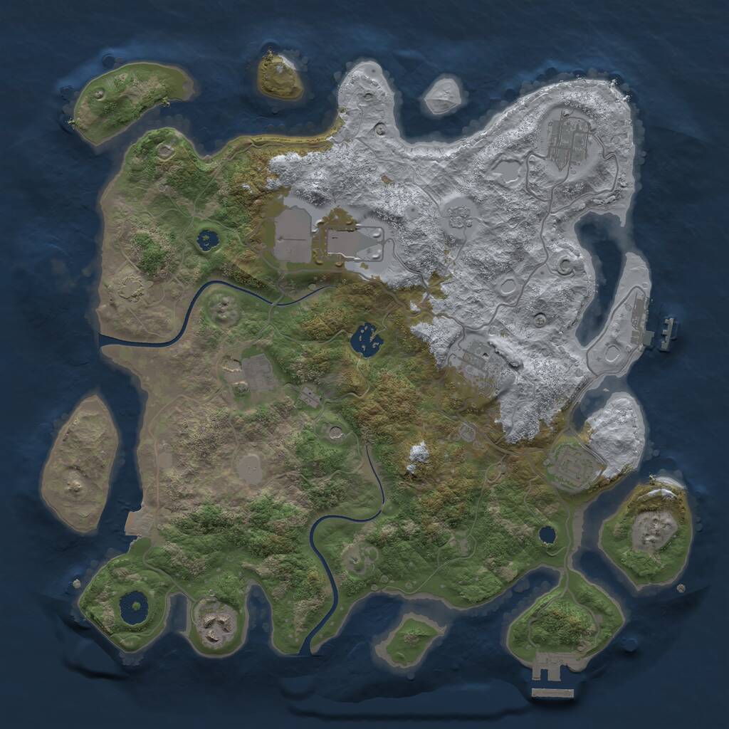 Rust Map: Procedural Map, Size: 3500, Seed: 895462317, 13 Monuments