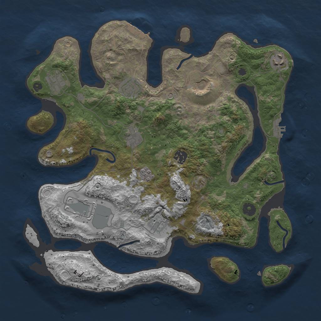 Rust Map: Procedural Map, Size: 3650, Seed: 1820965643, 17 Monuments