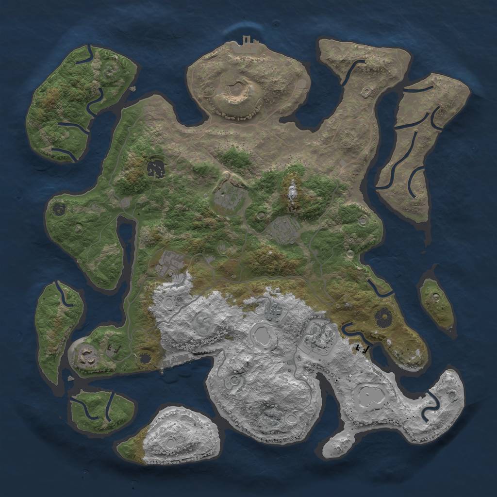 Rust Map: Procedural Map, Size: 4000, Seed: 1668006301, 16 Monuments