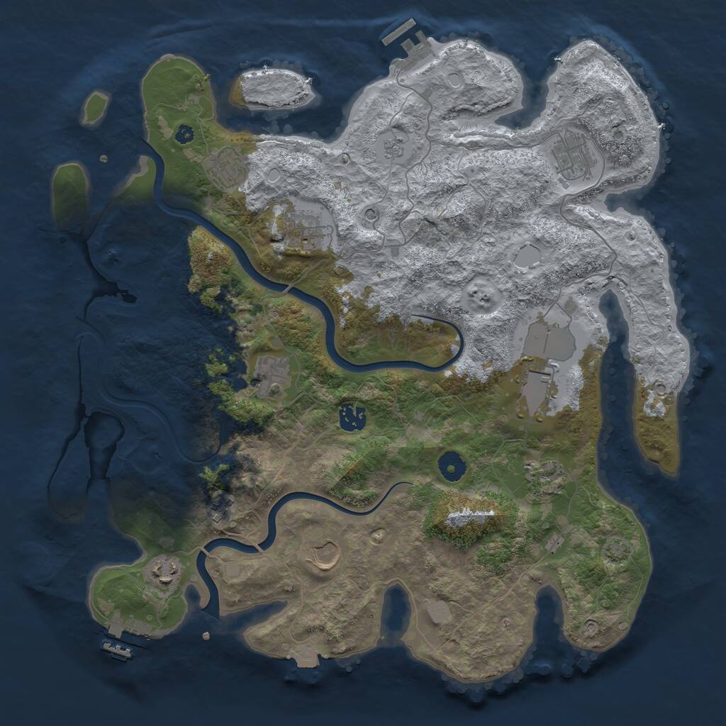 Rust Map: Procedural Map, Size: 3850, Seed: 2060940947, 16 Monuments