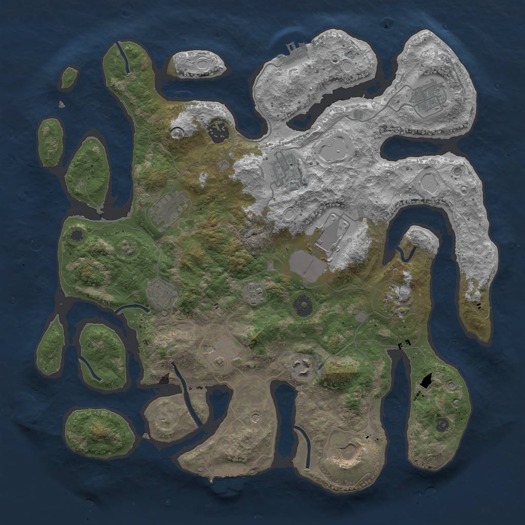 Rust Map: Procedural Map, Size: 3850, Seed: 2060940947, 19 Monuments