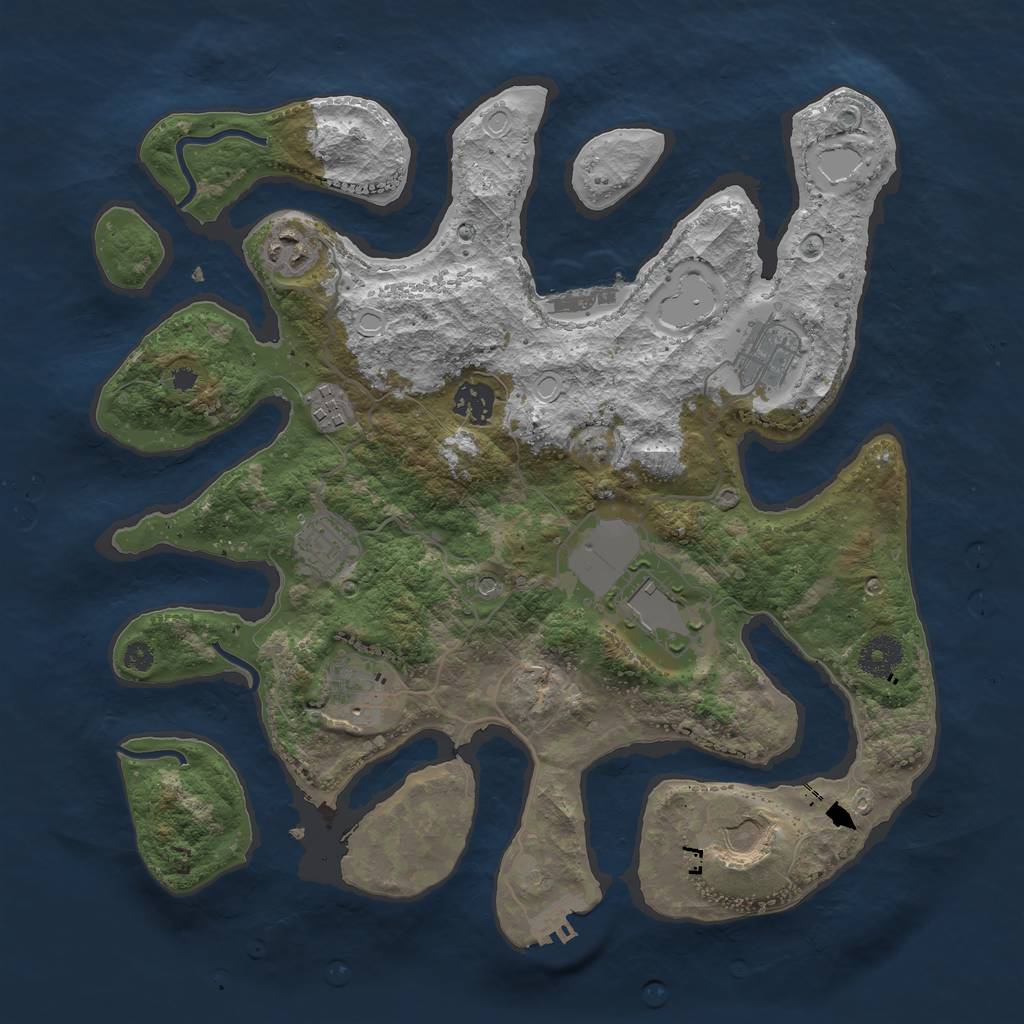 Rust Map: Procedural Map, Size: 3600, Seed: 12090, 16 Monuments