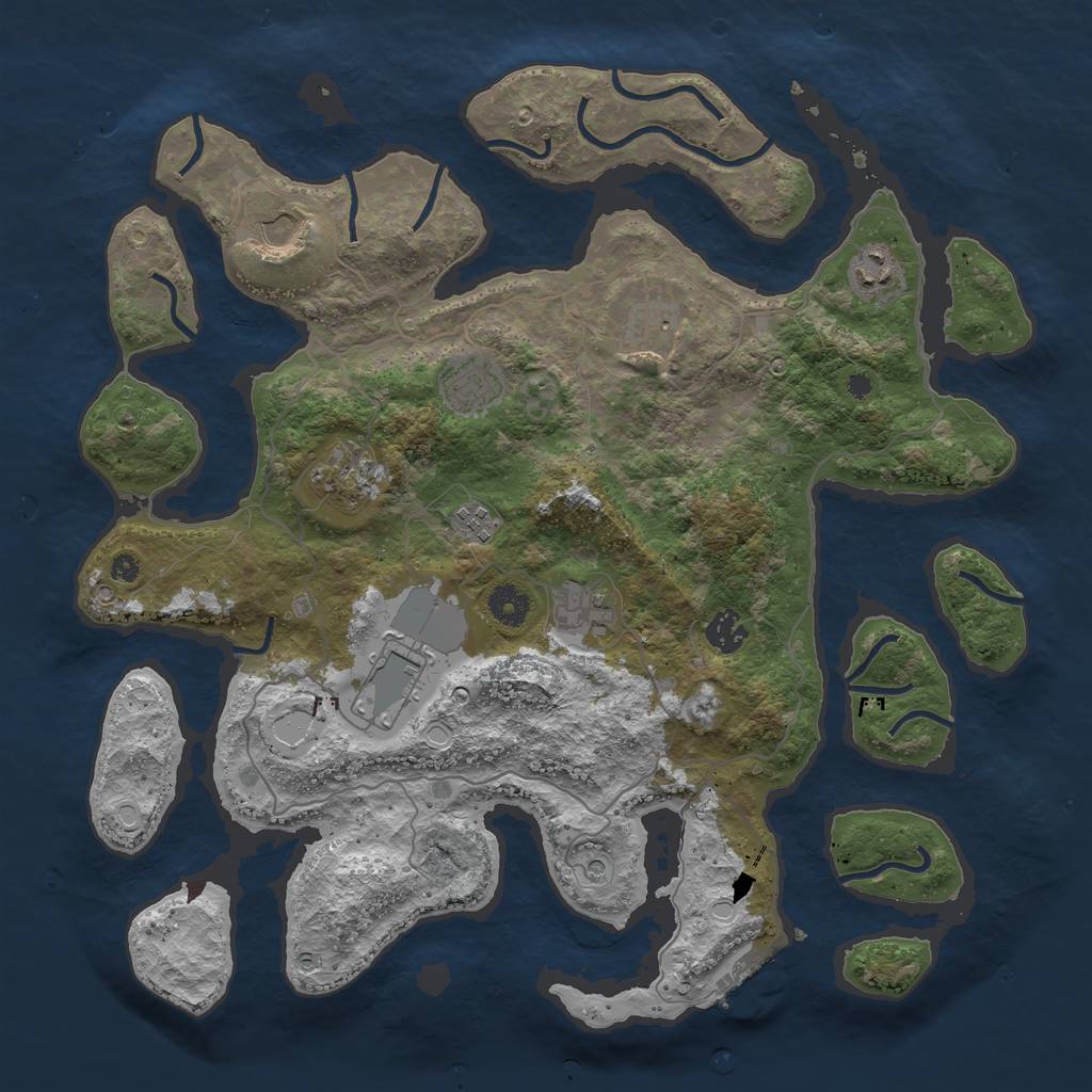 Rust Map: Procedural Map, Size: 4000, Seed: 491592, 16 Monuments