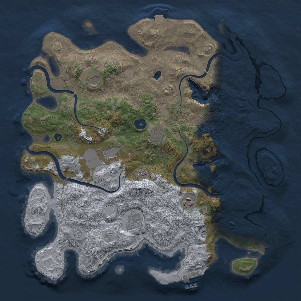 Rust Map: Procedural Map, Size: 4000, Seed: 491592, 12 Monuments